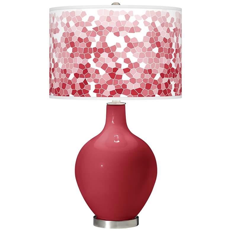 Image 1 Color Plus Ovo 28 1/2" Mosaic Shade Samba Red Table Lamp