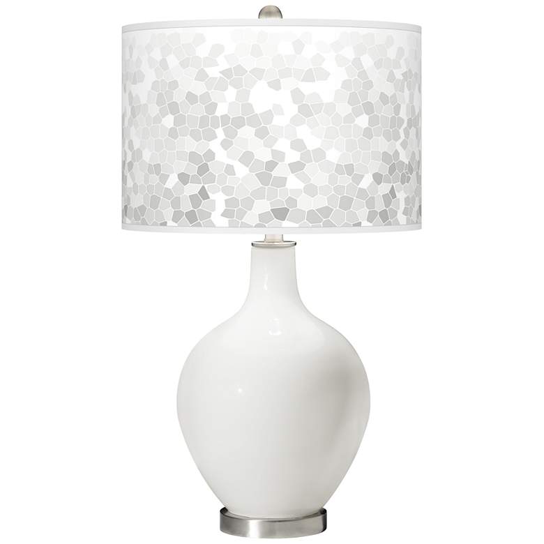 Image 1 Color Plus Ovo 28 1/2" Mosaic Shade Winter White Table Lamp