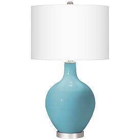 Image2 of Color Plus Ovo 28 1/2" Nautilus Blue Table Lamp with USB Dimmer