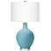Color Plus Ovo 28 1/2" Nautilus Blue Table Lamp with USB Dimmer