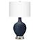 Color Plus Ovo 28 1/2" Naval Blue Table Lamp with USB Workstation Base