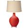 Color Plus Ovo 28 1/2" Oatmeal Linen Shade Cherry Tomato Red Lamp