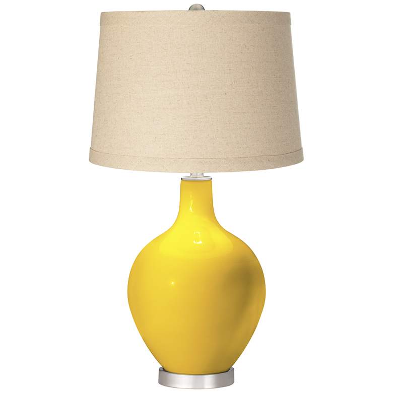 Image 1 Color Plus Ovo 28 1/2" Oatmeal Linen Shade Citrus Yellow Table Lamp