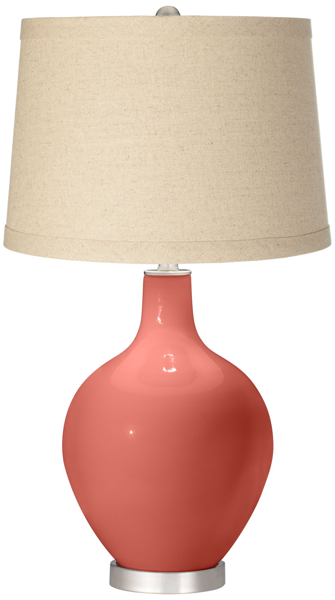 Image Color Plus Ovo 28 1/2" Oatmeal Linen Shade Coral Reef Pink Table Lamp