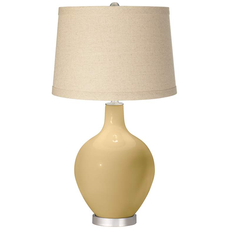Image 1 Color Plus Ovo 28 1/2" Oatmeal Linen Shade Humble Gold Table Lamp