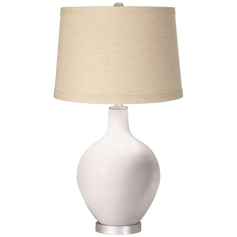 Image 1 Color Plus Ovo 28 1/2" Oatmeal Linen Shade Smart White Table Lamp