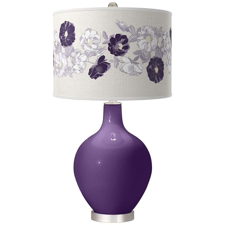Image 1 Color Plus Ovo 28 1/2" Rose Bouquet Shade Acai Purple Table Lamp