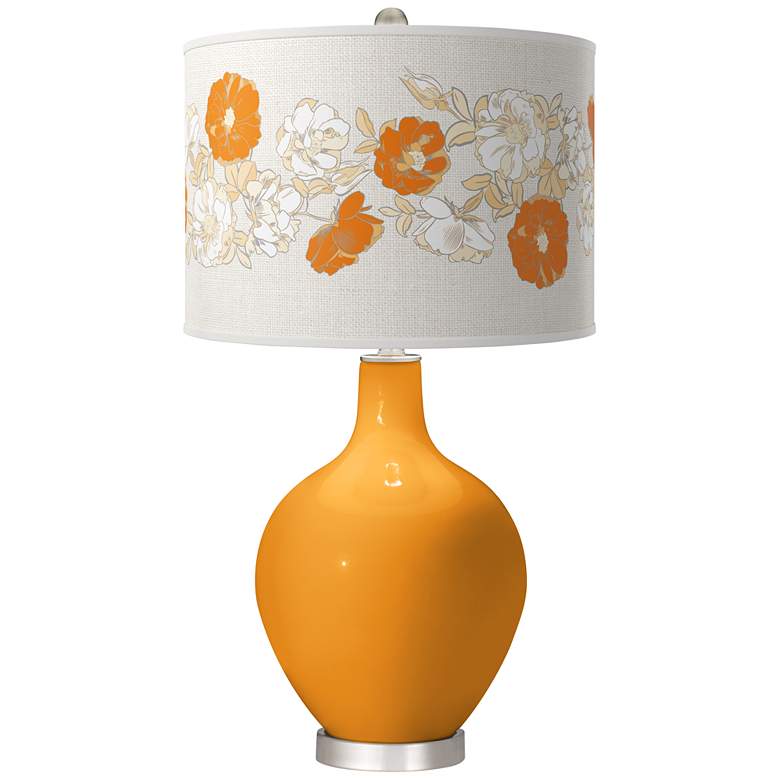 Image 1 Color Plus Ovo 28 1/2" Rose Bouquet Shade Carnival Orange Table Lamp