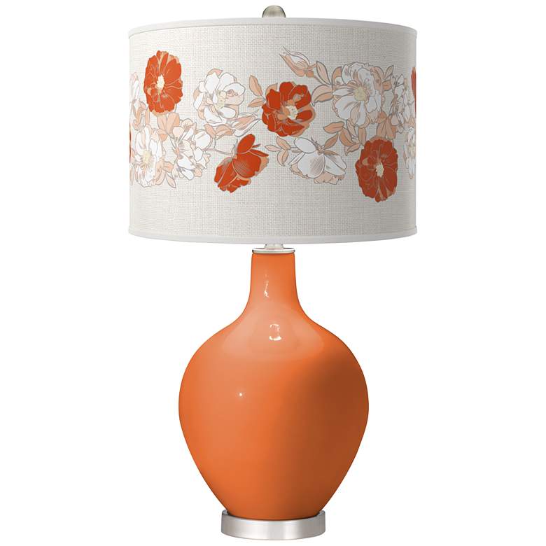 Image 1 Color Plus Ovo 28 1/2" Rose Bouquet Shade Celosia Orange Table Lamp
