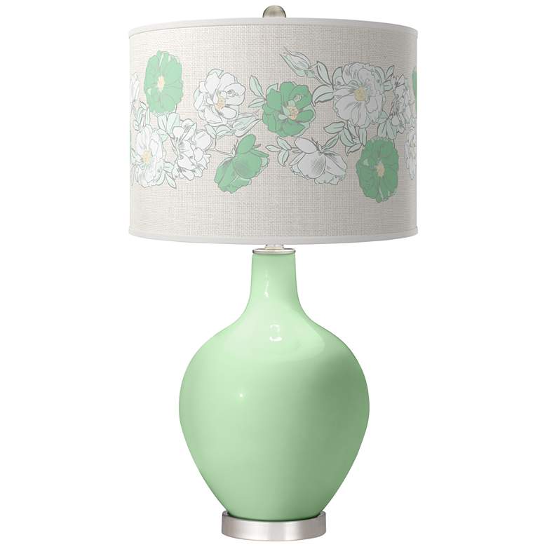 Image 1 Color Plus Ovo 28 1/2" Rose Bouquet Shade Flower Stem Green Table Lamp