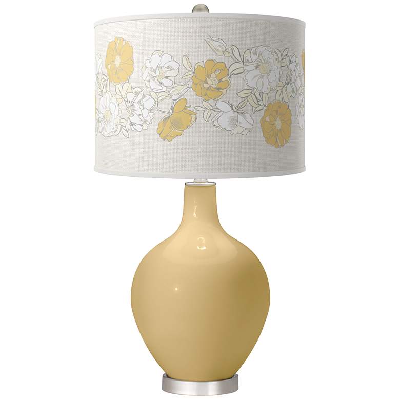 Image 1 Color Plus Ovo 28 1/2" Rose Bouquet Shade Humble Gold Table Lamp