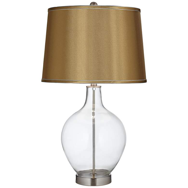 Image 1 Color Plus Ovo 28 1/2" Satin Gold and Clear Glass Fillable Table Lamp