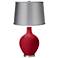 Color Plus Ovo 28 1/2" Satin Gray Shade with Ribbon Red Table Lamp