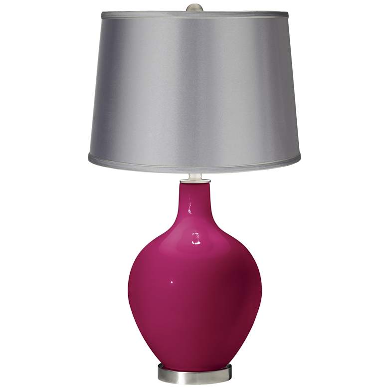 Image 1 Color Plus Ovo 28 1/2" Satin Gray Shade with Vivacious Red Table Lamp
