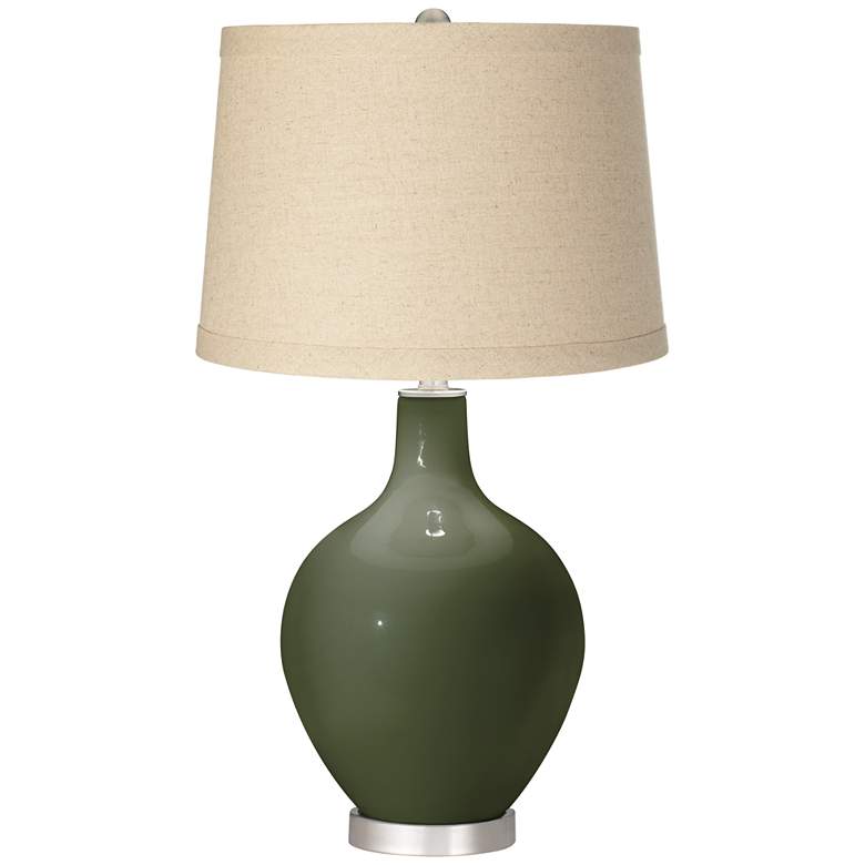 Image 1 Color Plus Ovo 28 1/2" Secret Garden Green Burlap Shade Table Lamp