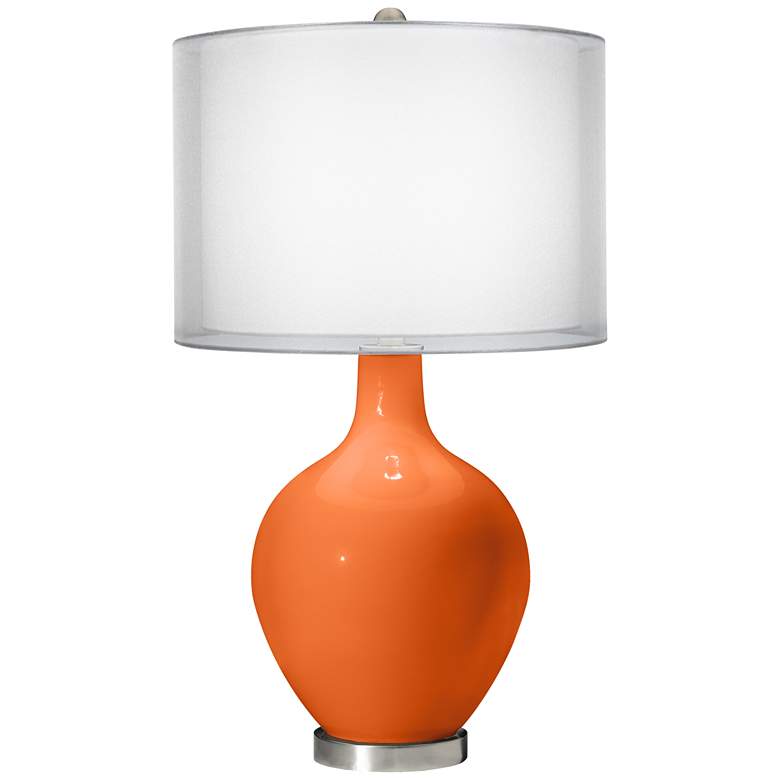 Image 1 Color Plus Ovo 28 1/2" Sheer Silver Shade Invigorate Orange Table Lamp
