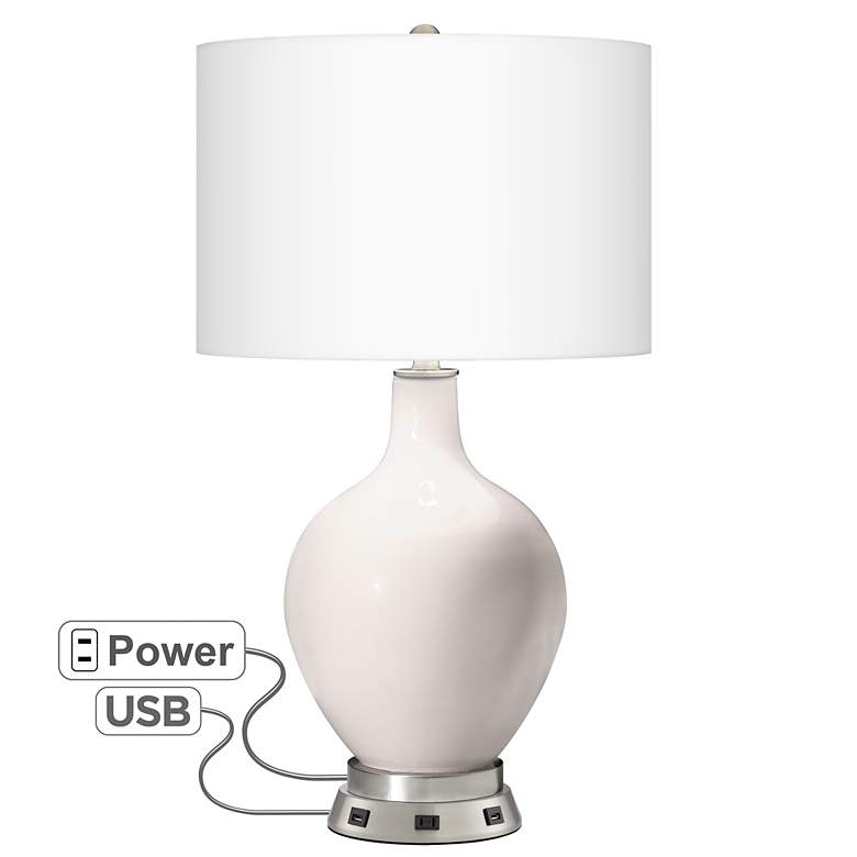 Image 1 Color Plus Ovo 28 1/2" Smart White Lamp with USB Workstation Base