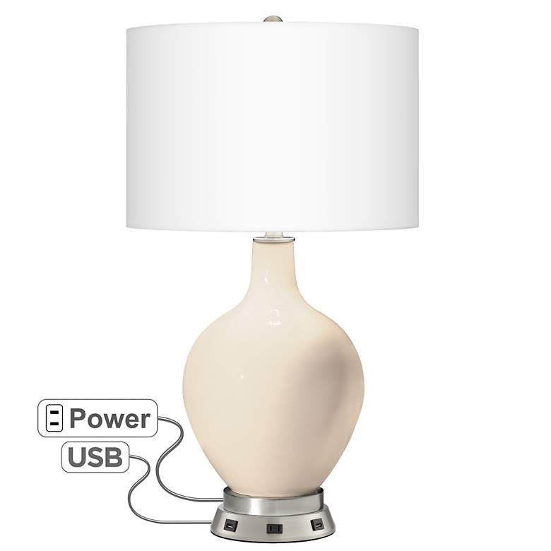 Image 1 Color Plus Ovo 28 1/2" Steamed Milk White Table Lamp with USB Base