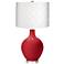 Color Plus Ovo 28 1/2" White Diamond Shade with Ribbon Red Table Lamp
