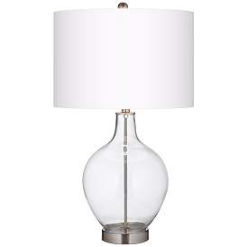 Image1 of Color Plus Ovo 28 1/2" White Linen Clear Glass Fillable Table Lamp