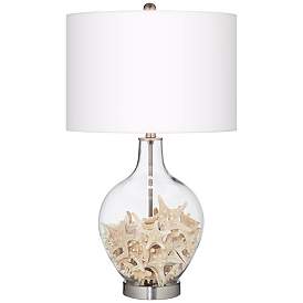 Image2 of Color Plus Ovo 28 1/2" White Linen Clear Glass Fillable Table Lamp more views