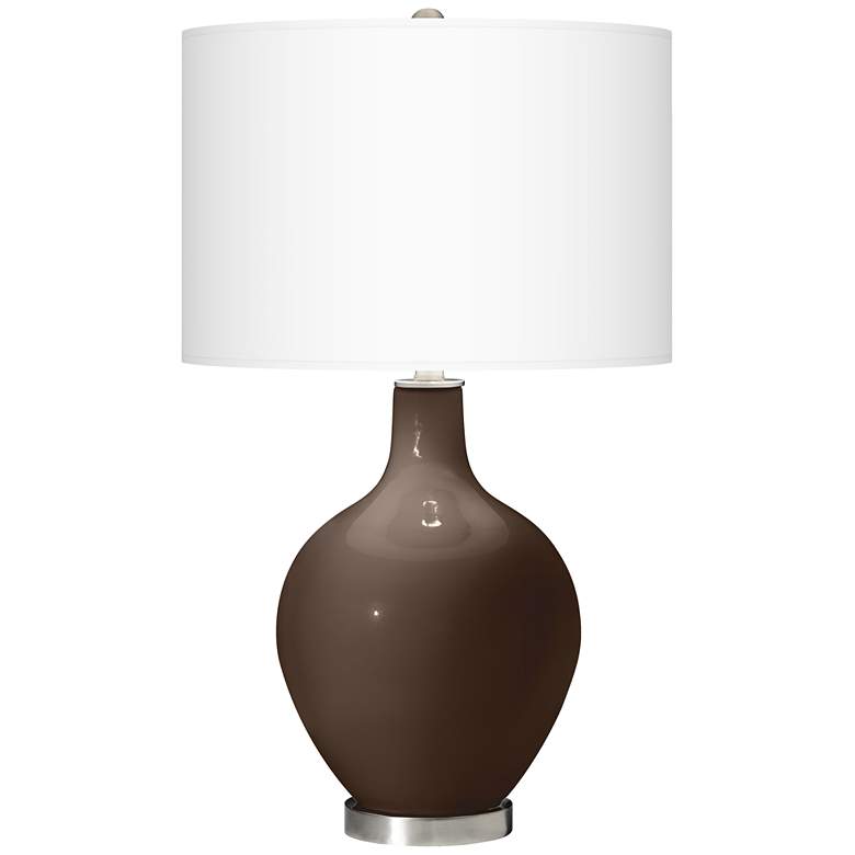 Image 2 Color Plus Ovo 28 1/2" White Shade Carafe Brown Glass Table Lamp