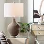 Color Plus Ovo 28 1/2" White Shade Carafe Brown Glass Table Lamp