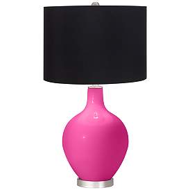 Image1 of Color Plus Ovo 29 1/2" Black Shade and Fuchsia Pink Table Lamp