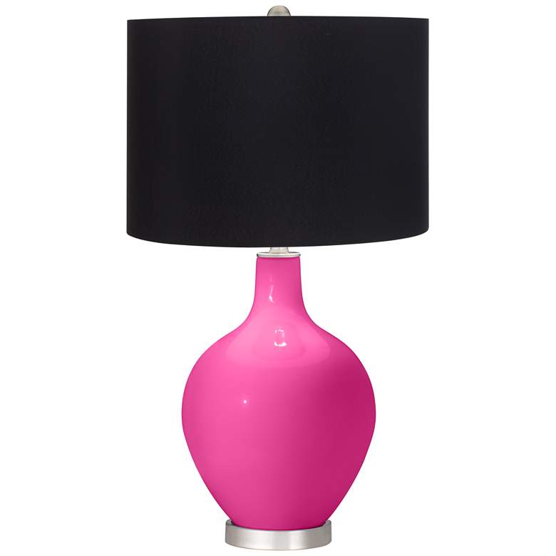 Image 1 Color Plus Ovo 29 1/2 inch Black Shade and Fuchsia Pink Table Lamp