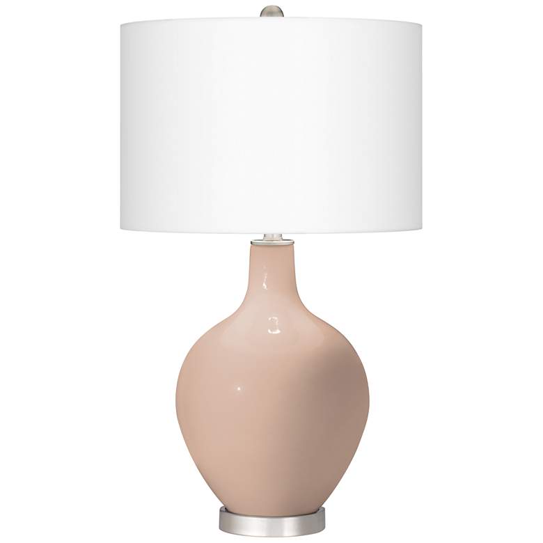 Image 2 Color Plus Ovo 30 1/2" Fog Linen Shade Italian Coral Table Lamp