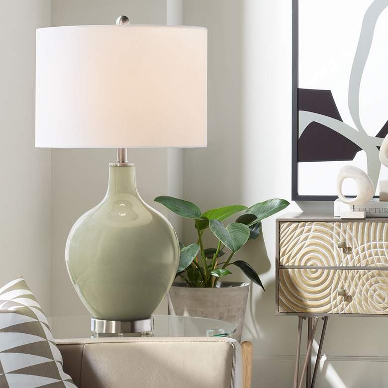 Image 1 Color Plus Ovo 30 1/2" Modern Glass Sage Fog Green Table Lamp