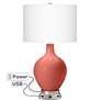 Color Plus Ovo 30 1/4" Coral Reef Table Lamp with USB Workstation Base