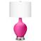 Color Plus Ovo 30 1/4" Fuchsia Pink Lamp with USB Workstation Base