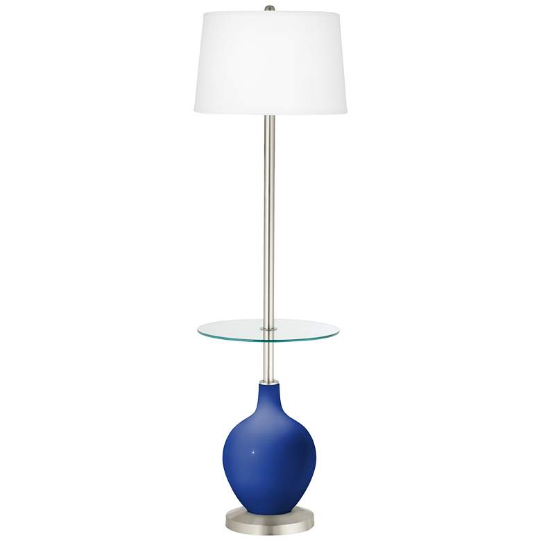Image 1 Color Plus Ovo 59" Dazzling Blue Tray Table Floor Lamp
