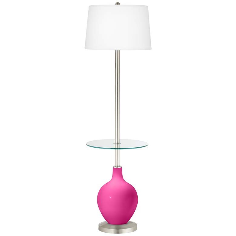 Image 1 Color Plus Ovo 59 inch Fuchsia Pink Tray Table Floor Lamp