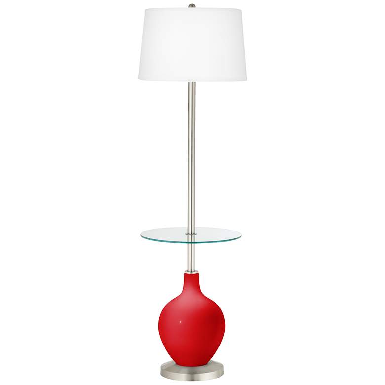 Image 1 Color Plus Ovo 59" High Bright Red Modern Tray Table Floor Lamp
