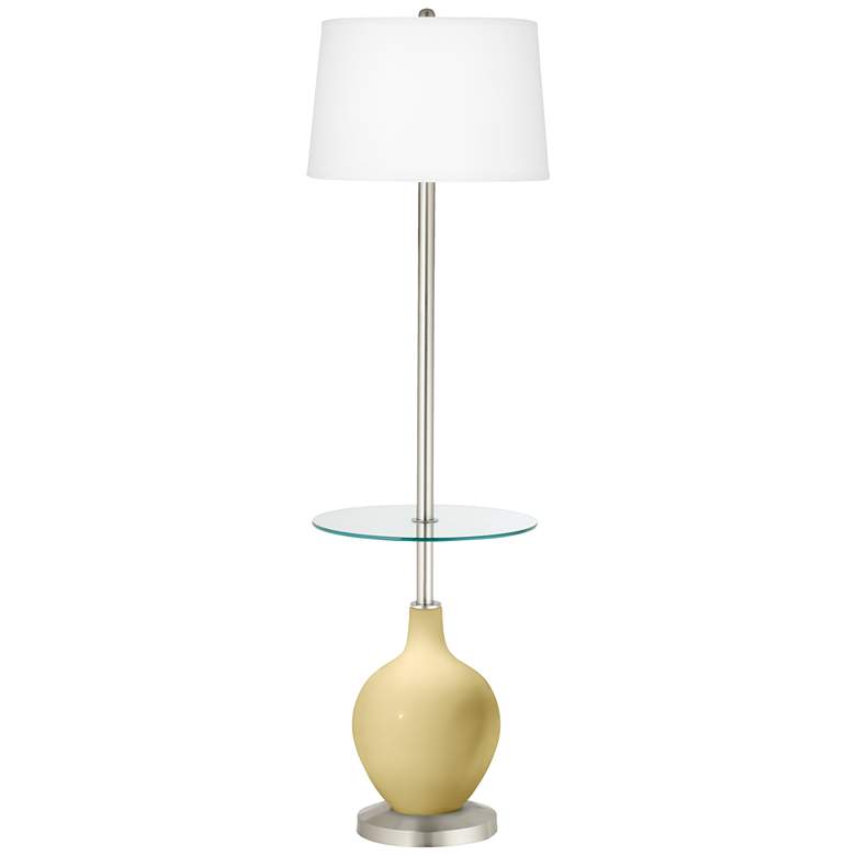 Color Plus Ovo 59&quot; High Butter Up Yellow Tray Table Floor Lamp