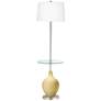 Color Plus Ovo 59" High Butter Up Yellow Tray Table Floor Lamp