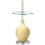 Color Plus Ovo 59" High Butter Up Yellow Tray Table Floor Lamp