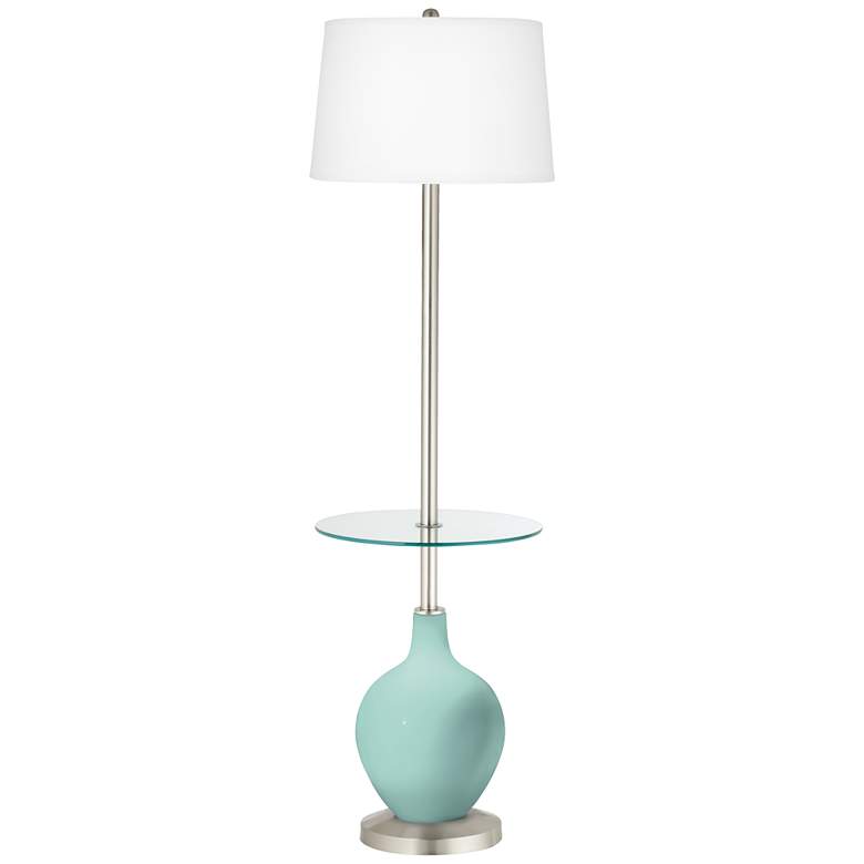 Image 1 Color Plus Ovo 59" High Cay Blue Tray Table Floor Lamp