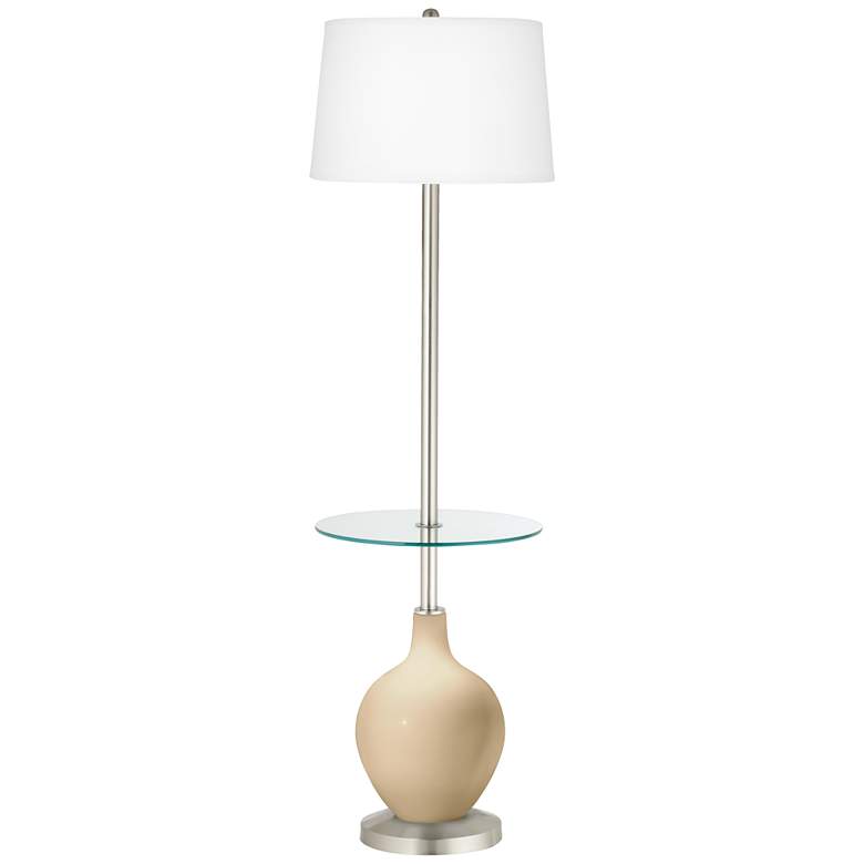 Image 1 Color Plus Ovo 59" High Colonial Tan Tray Table Floor Lamp