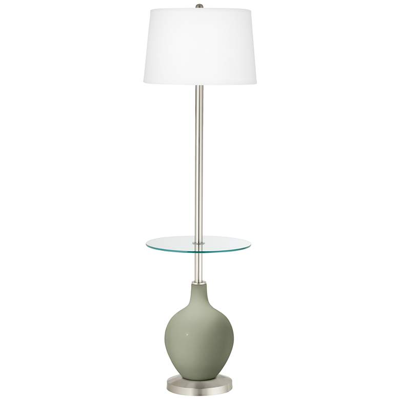 Image 1 Color Plus Ovo 59" High Evergreen Fog Tray Table Floor Lamp
