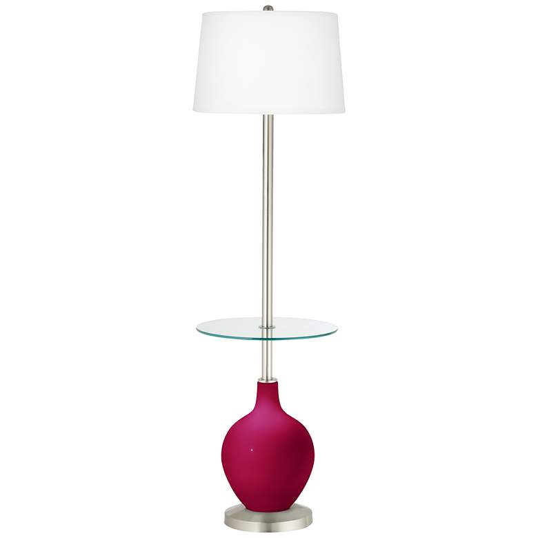 Image 1 Color Plus Ovo 59" High French Burgundy Red Tray Table Floor Lamp