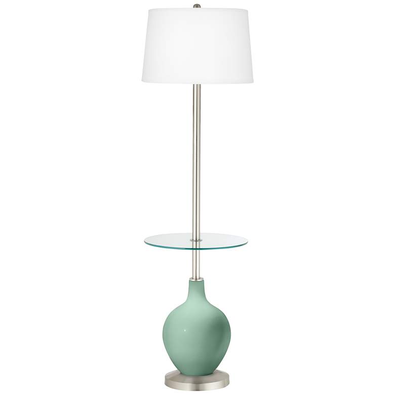 Image 1 Color Plus Ovo 59" High Grayed Jade Tray Table Floor Lamp