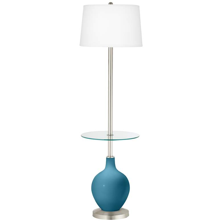 Image 1 Color Plus Ovo 59" High Great Falls Blue Tray Table Floor Lamp