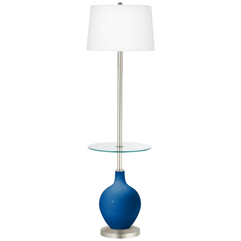 Image 1 Color Plus Ovo 59" High Hyper Blue Tray Table Floor Lamp