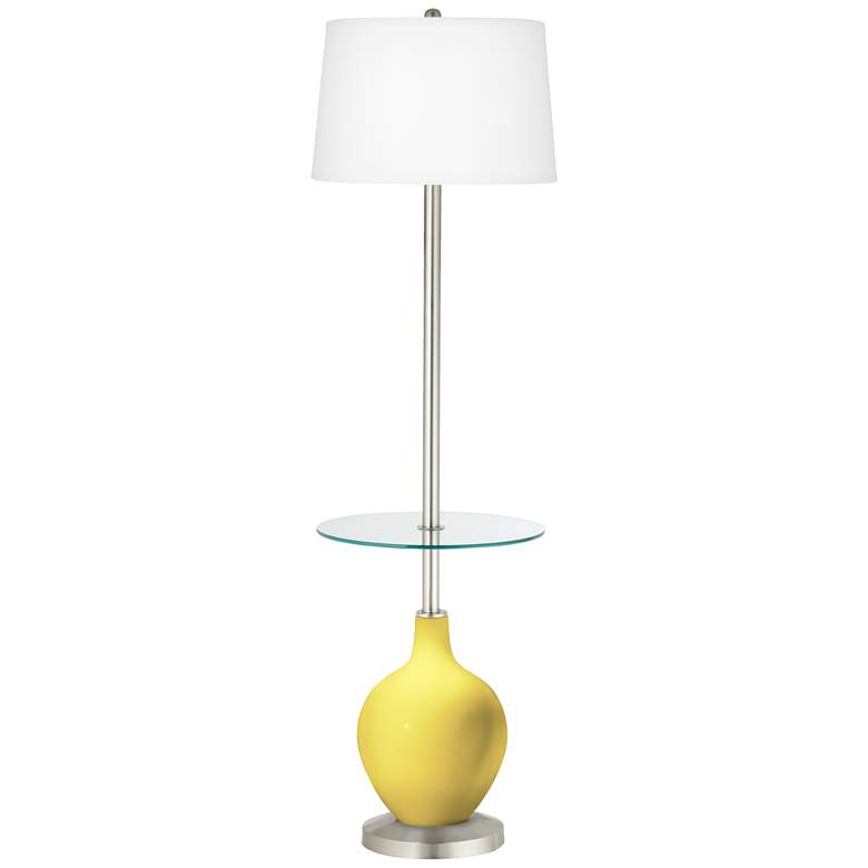 Image 1 Color Plus Ovo 59" High Lemon Twist Yellow Tray Table Floor Lamp