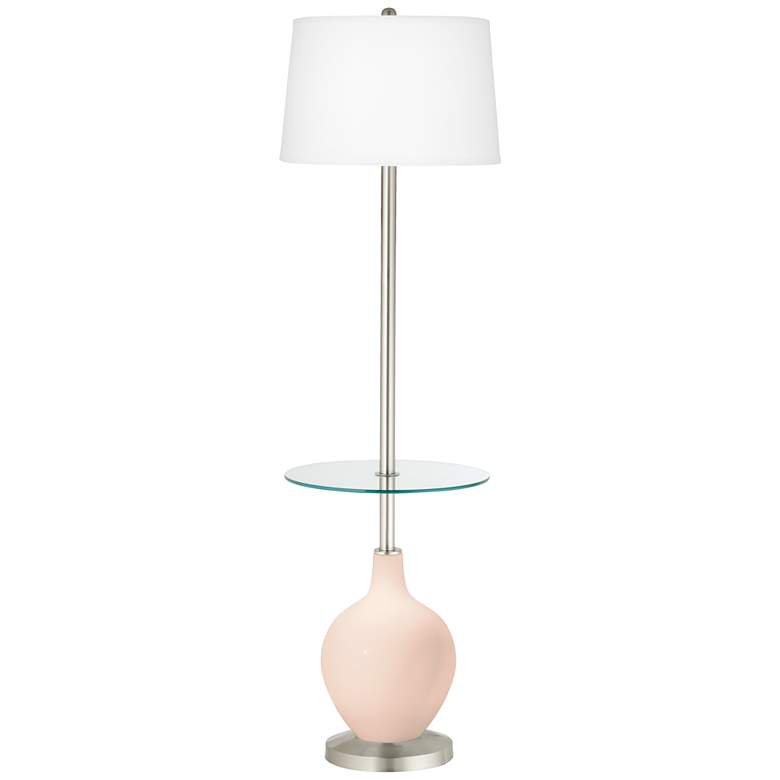 Image 1 Color Plus Ovo 59" High Linen Pink Tray Table Floor Lamp
