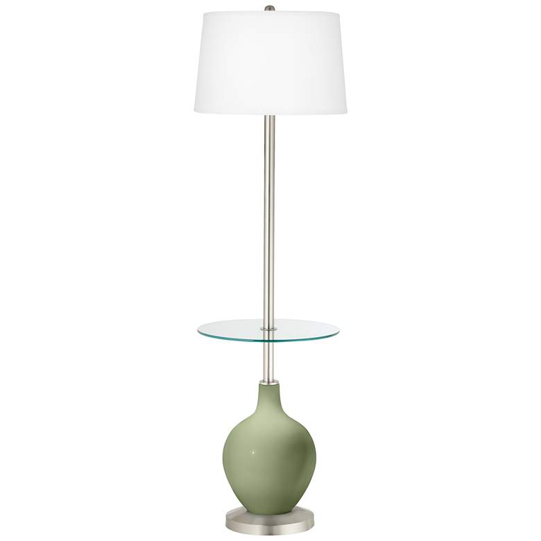 Image 1 Color Plus Ovo 59" High Majolica Green Tray Table Floor Lamp