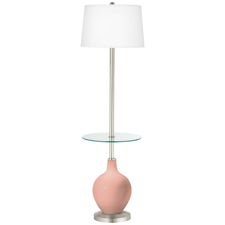 Image 1 Color Plus Ovo 59" High Mellow Coral Pink Tray Table Floor Lamp